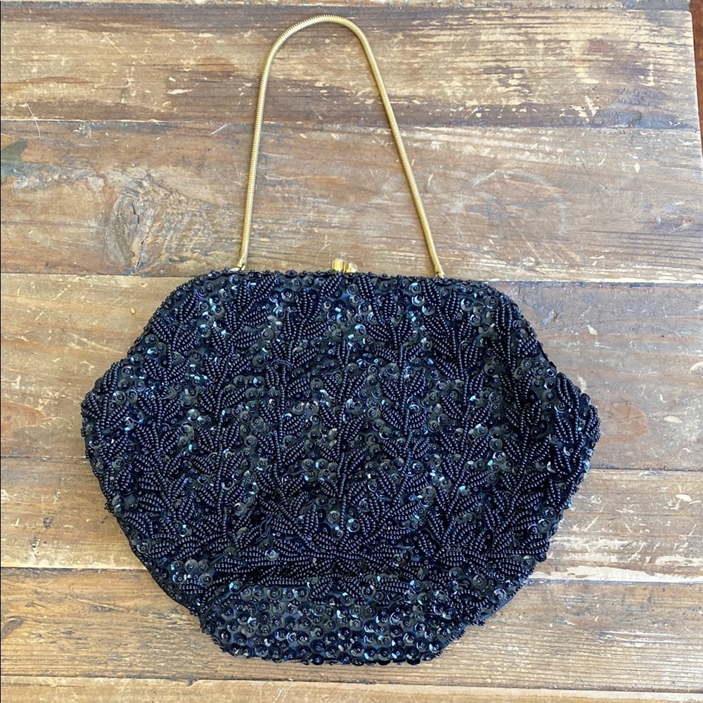 Elegant Black Beaded Women's Bag - Picture 5 of 12